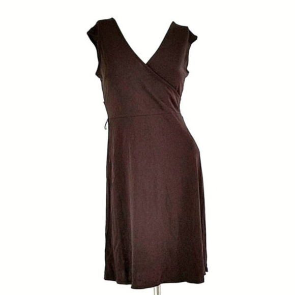 LOFT Dresses & Skirts - LOFT Brown Sleeveless Front & Back Surplice Dress